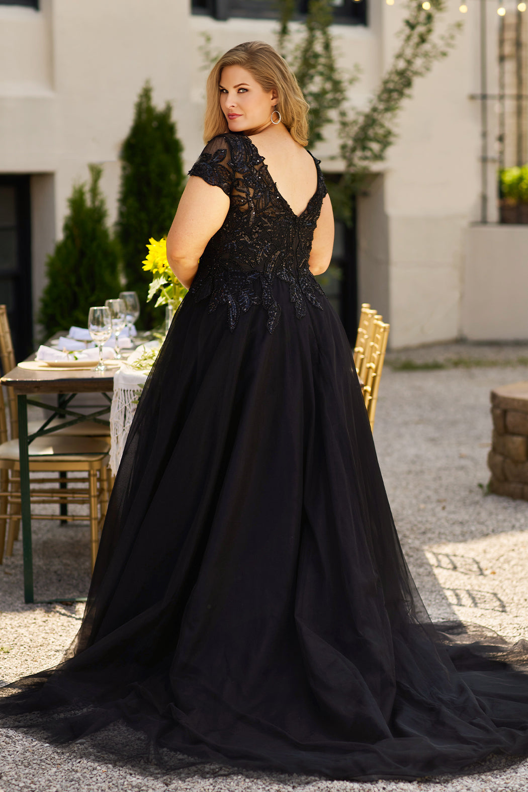 Sydneys Closet MB2309 A Line Long Plus Size Sequin Formal Evening Dress