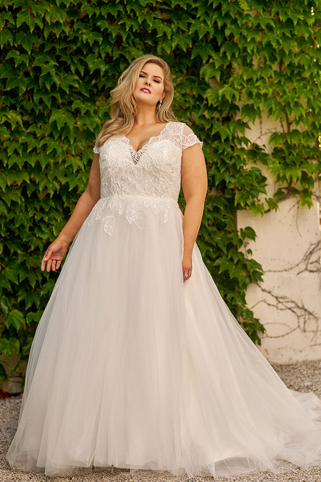 Sydneys Closet MB2309 Bridal Long A Line Sequin Plus Size Wedding Dress
