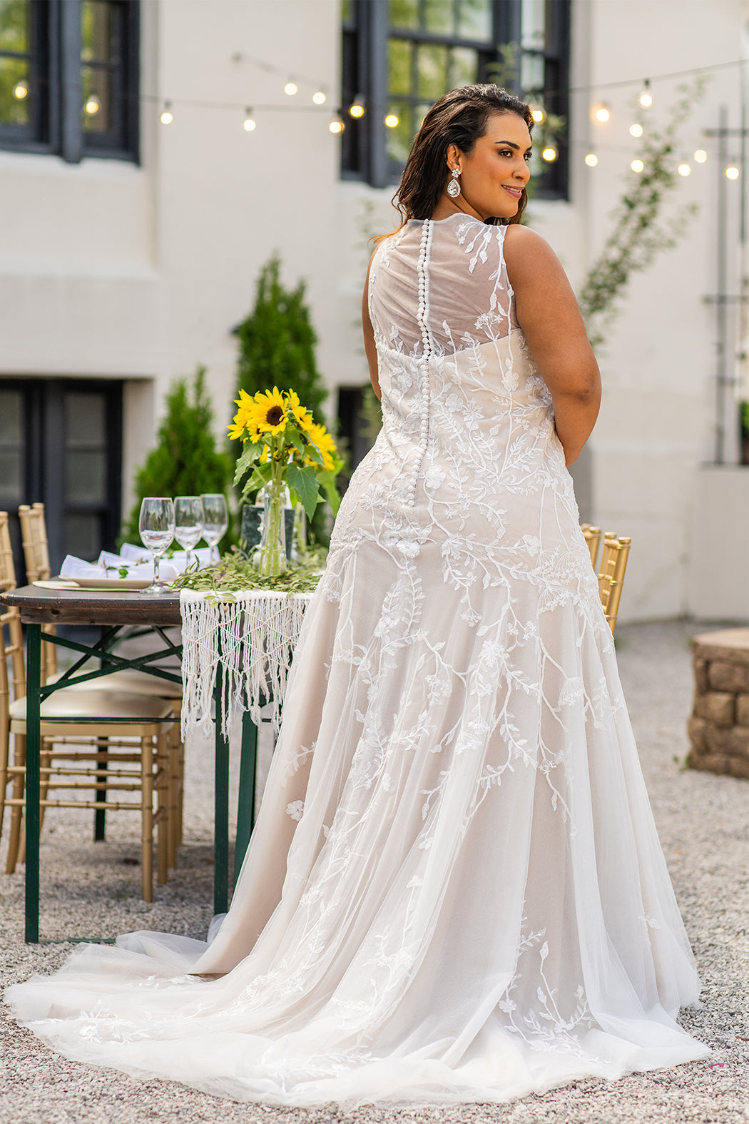 Sydneys Closet MB2402 Long Plus Size Glitter Lace Wedding Dress
