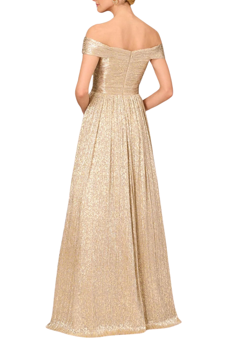 Aidan Mattox MD1E206258 Long Metallic Formal Pleated Prom Dress