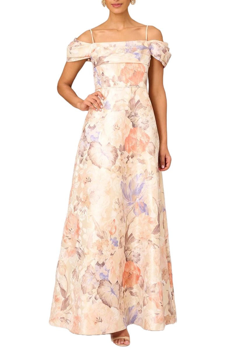 Aidan Mattox MD1E207638 Long Formal Metallic Evening Dress