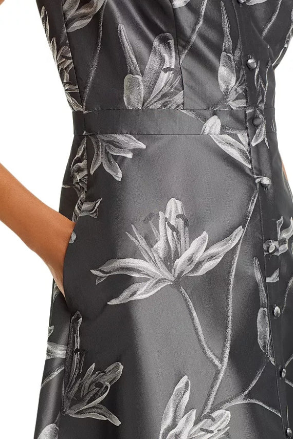Aidan Mattox MD1E208353 Short Cocktail Floral Midi Length Dress