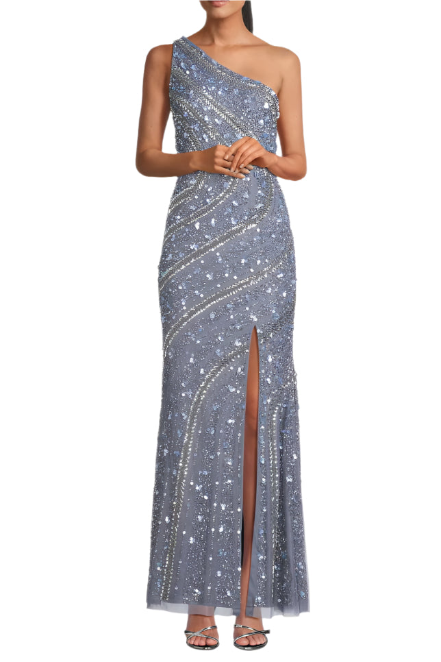Aidan Mattox MD1E209011 Long Formal Beaded Sequin Fitted Prom Dress