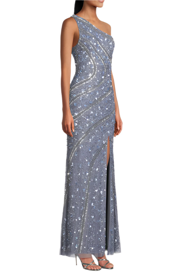 Aidan Mattox MD1E209011 Long Formal Beaded Sequin Fitted Prom Dress