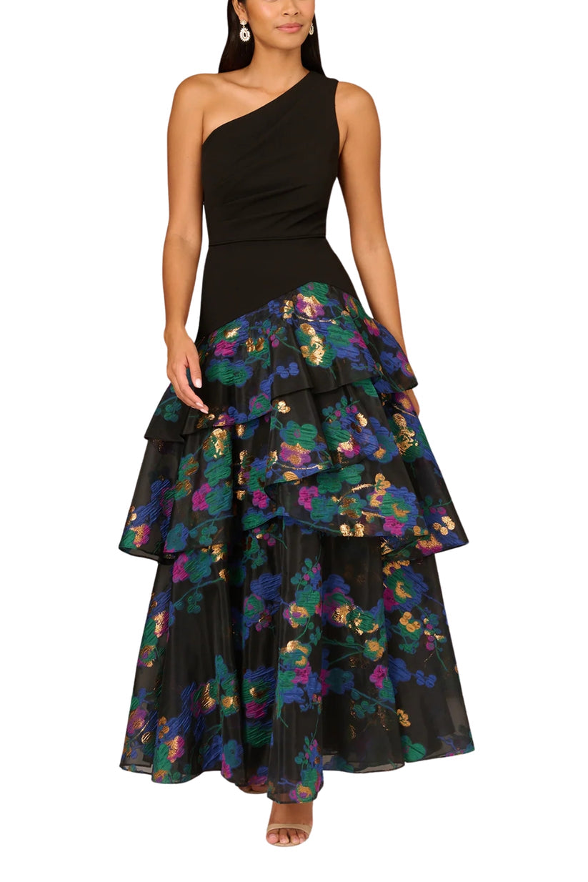 Aidan Mattox MD1E209102 Floral Print Long Formal Tiered Evening Dress