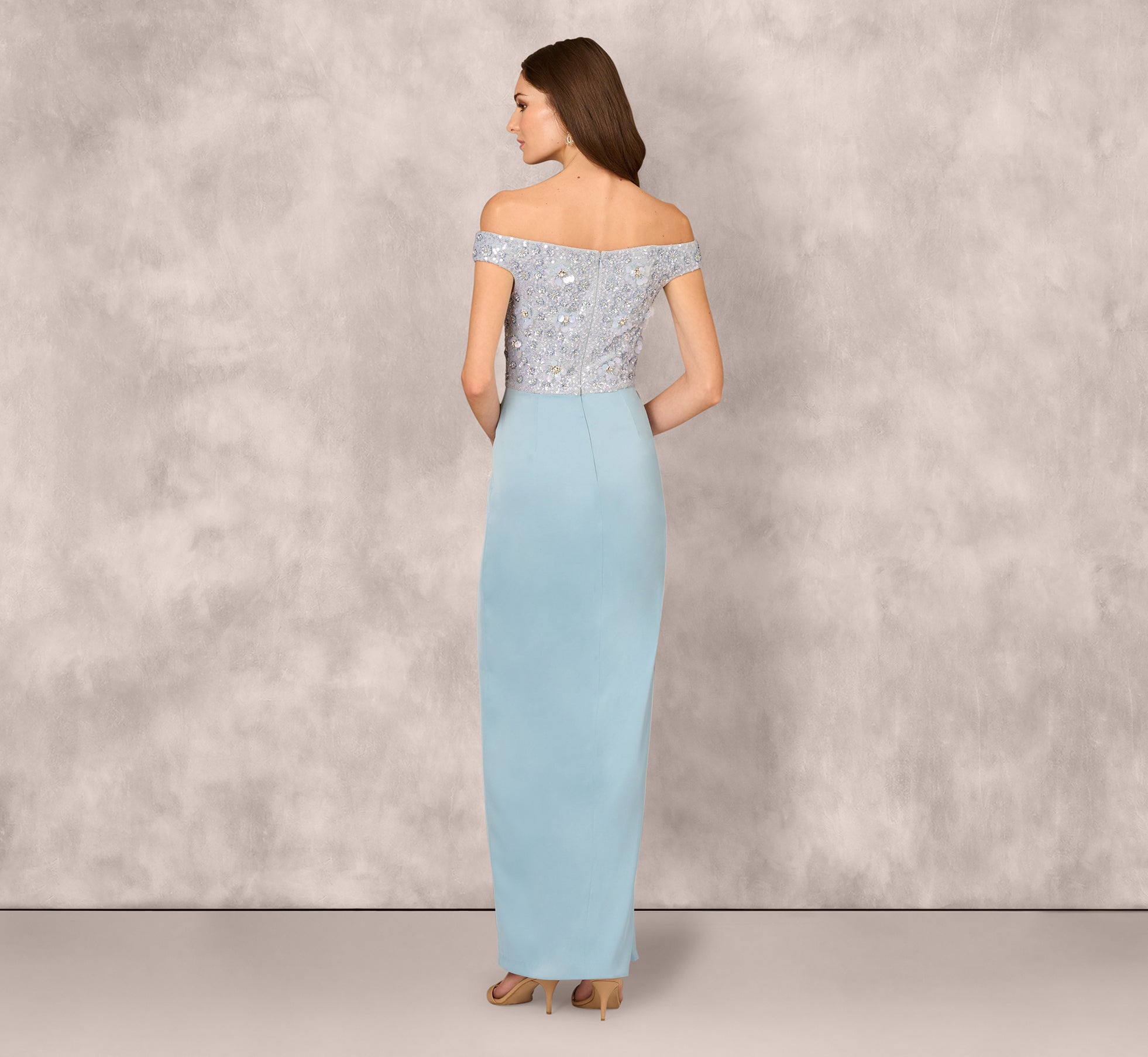 Aidan Mattox MD1E209365 Slit Long Sequin Formal Dress