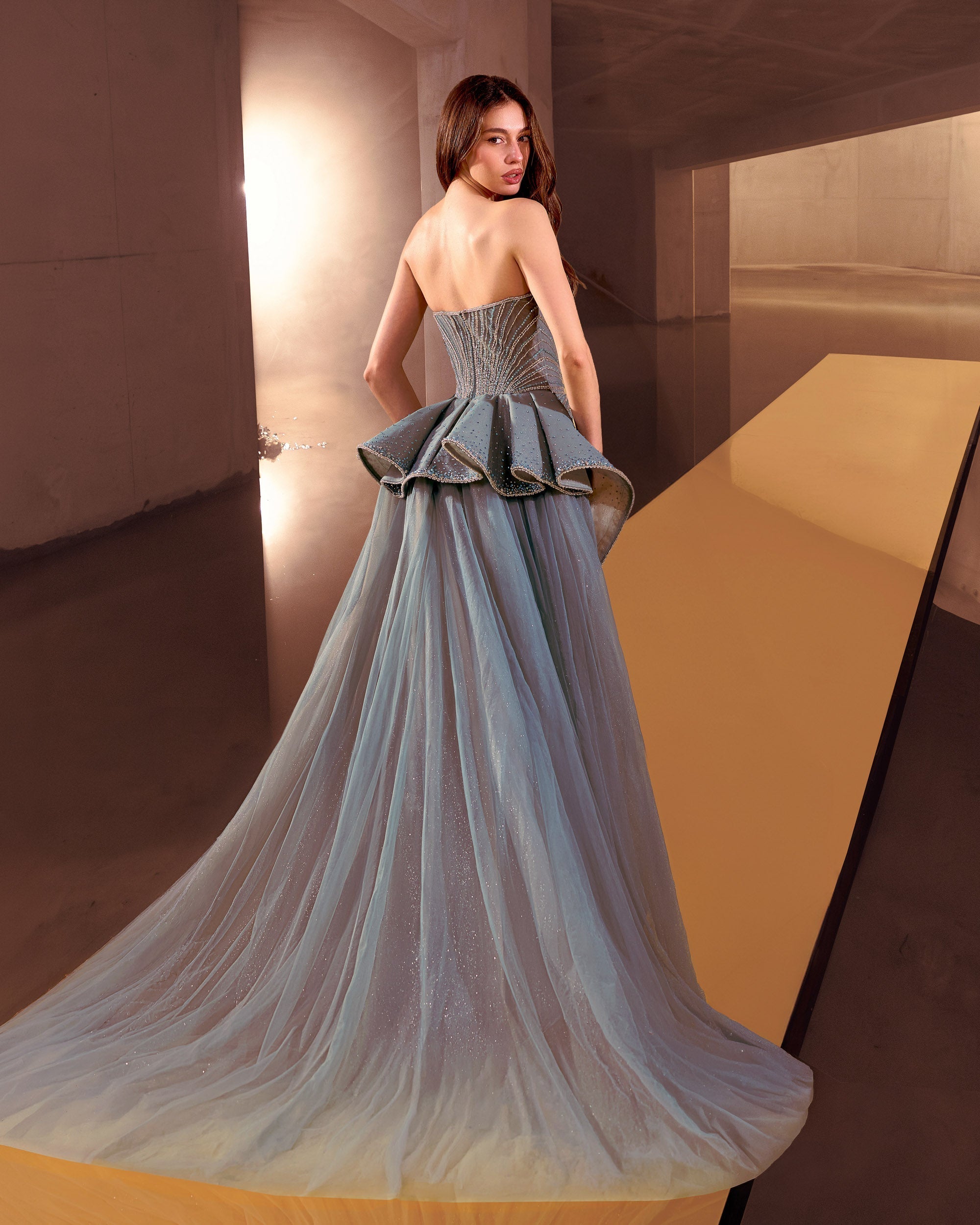 Strapless Curved Neck Floor-Length Tulle Prom Mermaid Luscious Delia LD12089 Pre Order