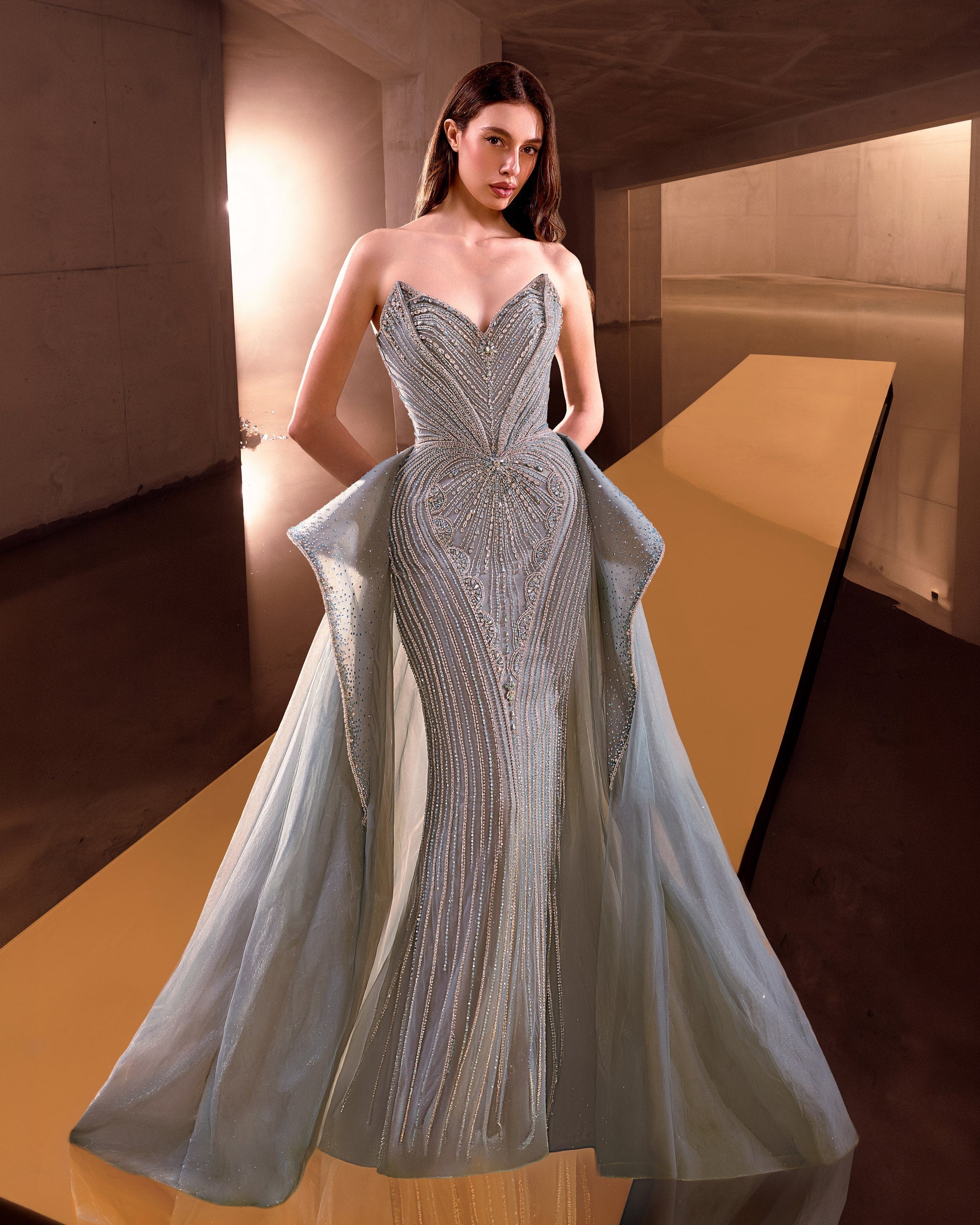 Strapless Curved Neck Floor-Length Tulle Prom Mermaid Luscious Delia LD12089 Pre Order