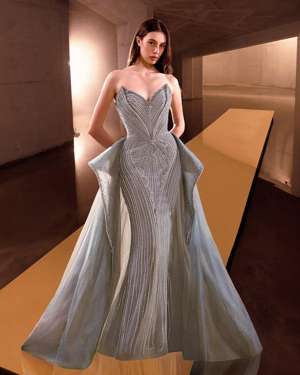 Strapless Curved Neck Floor-Length Tulle Prom Mermaid LD12089 Pre Order