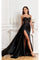 Prom Dresses Fitted Corset Long Formal Slit Prom Dress Black