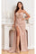 Prom Dresses Fitted Corset Long Formal Slit Prom Dress Champagne