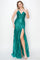 Prom Dresses Long Formal Fitted Slit Sequin Evening Dress Emerald