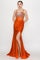 Prom Dresses Long Slit Beaded Formal Prom Dress Rust