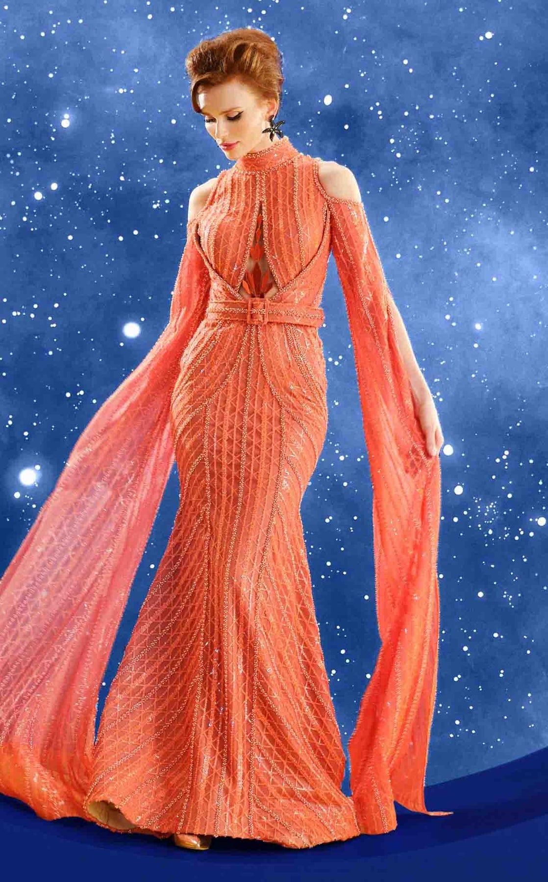 Mother of the Bride Dresses Beaded Long Formal Sequin Mother of the Bride Dress Coral