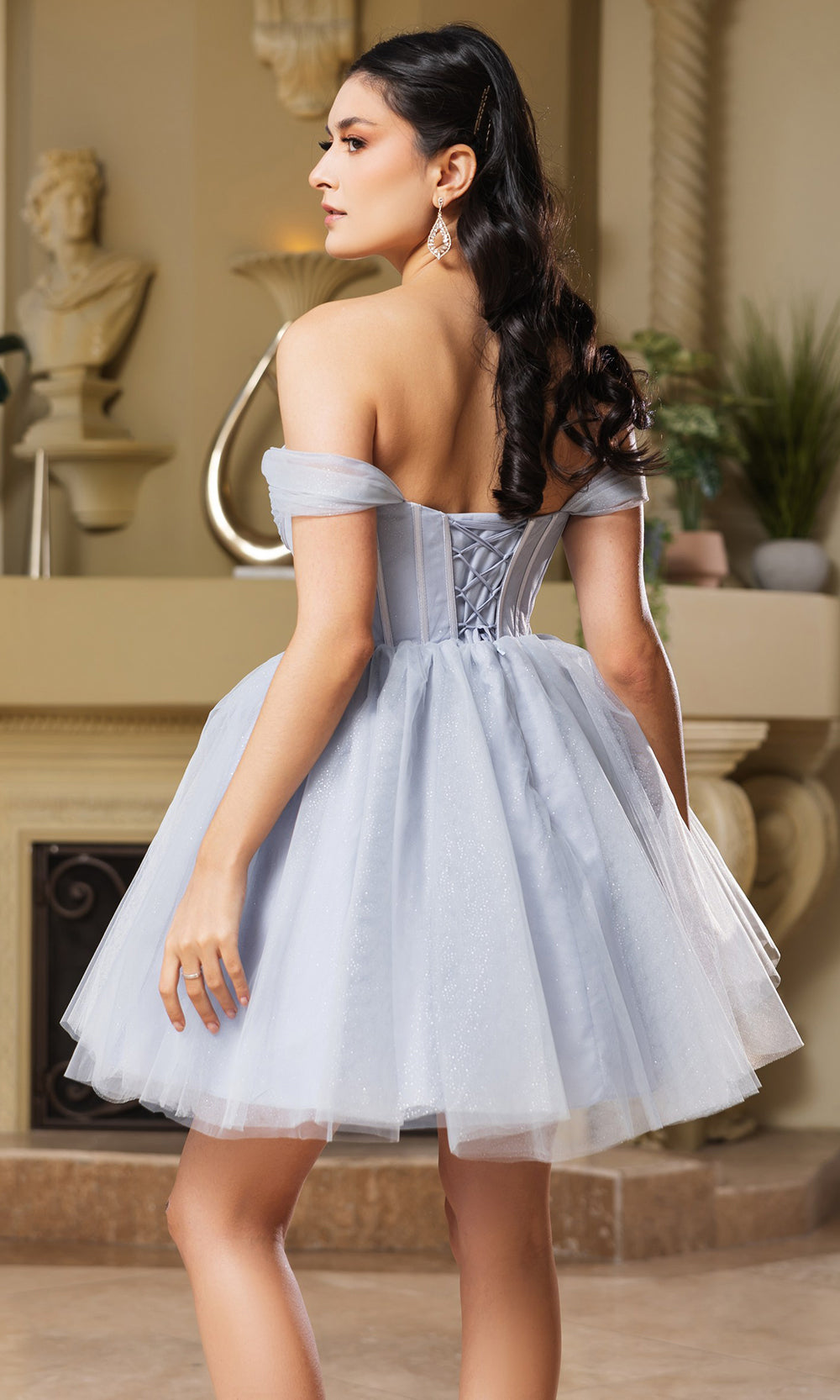 Off-the-Shoulder Mini/Short Tulle Cocktail A-Line May Queen 2159