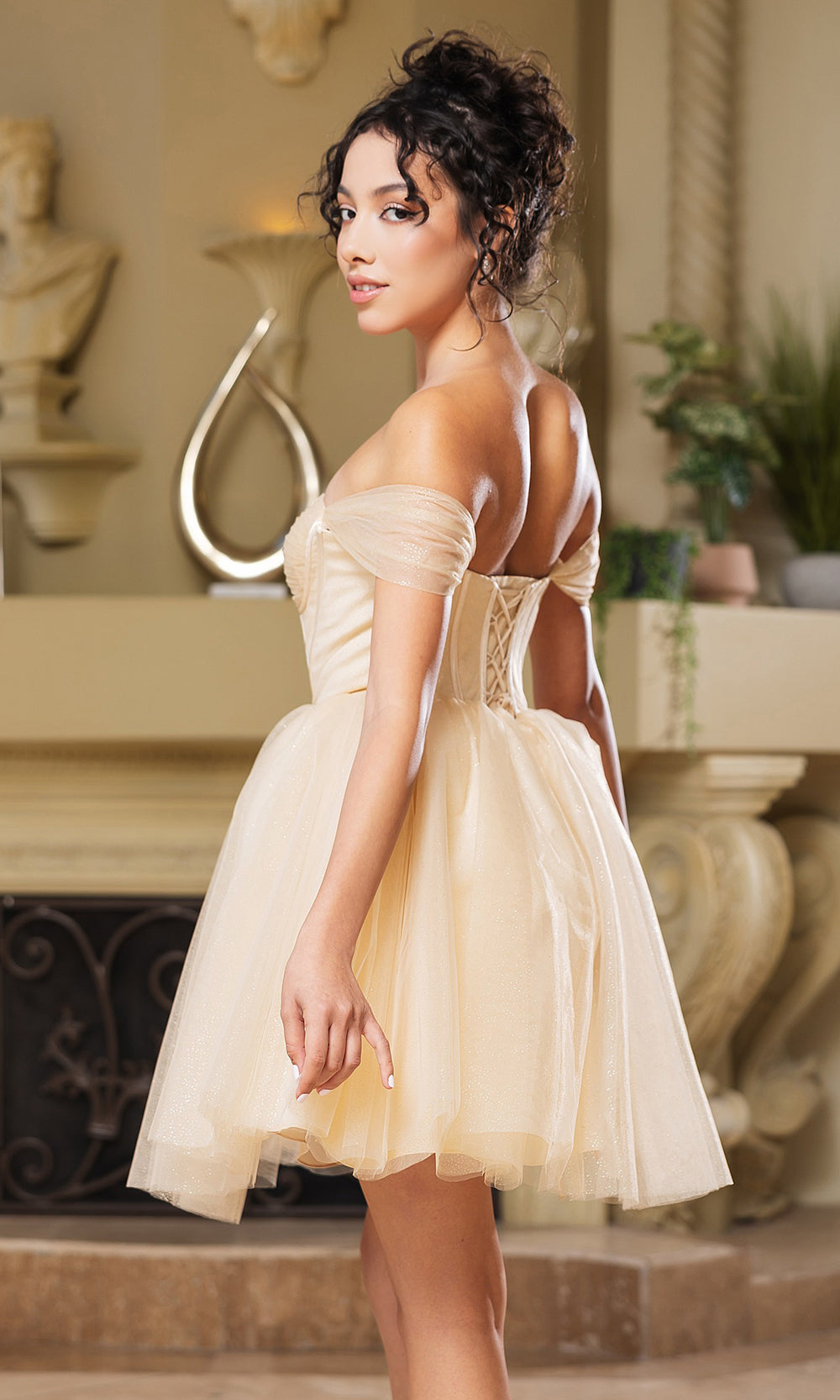 Off-the-Shoulder Mini/Short Tulle Cocktail A-Line May Queen 2159