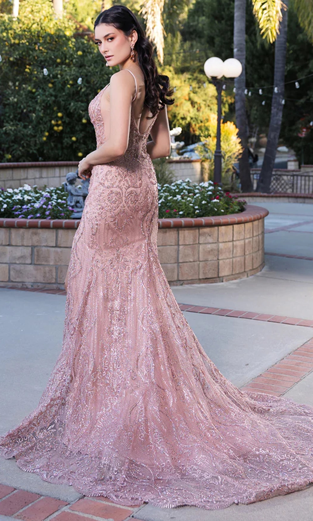 V-Neck Floor-Length Sequin Occasion Mermaid May Queen 2166
