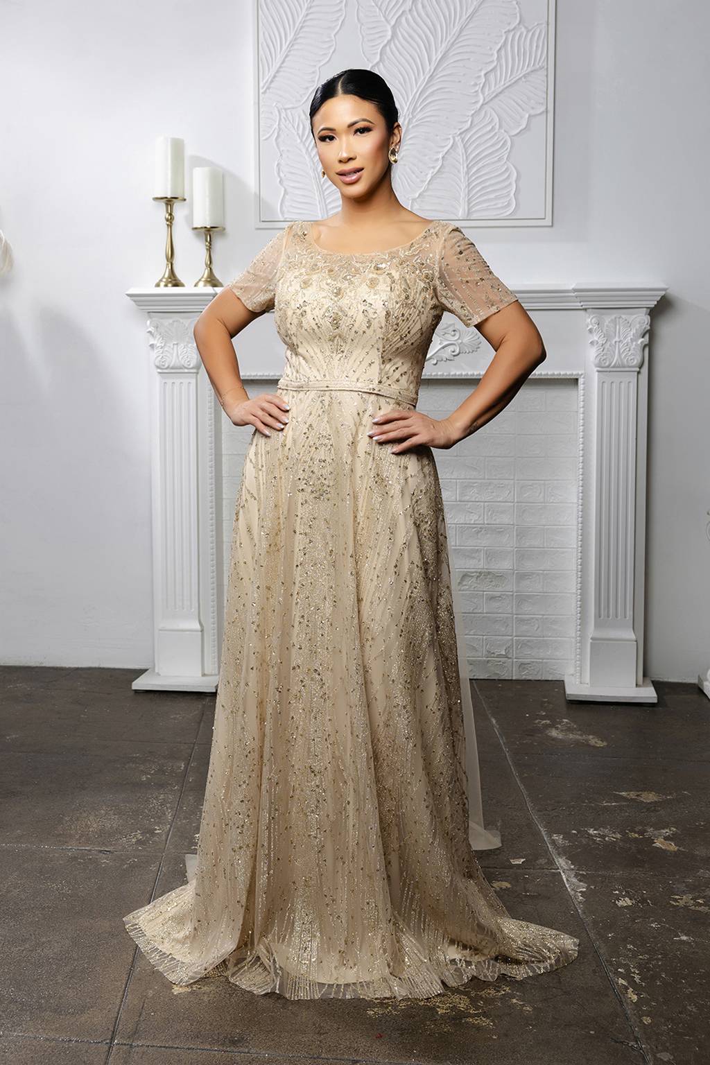 Scoop Floor-Length Tulle Formal A-Line May Queen MQ2185