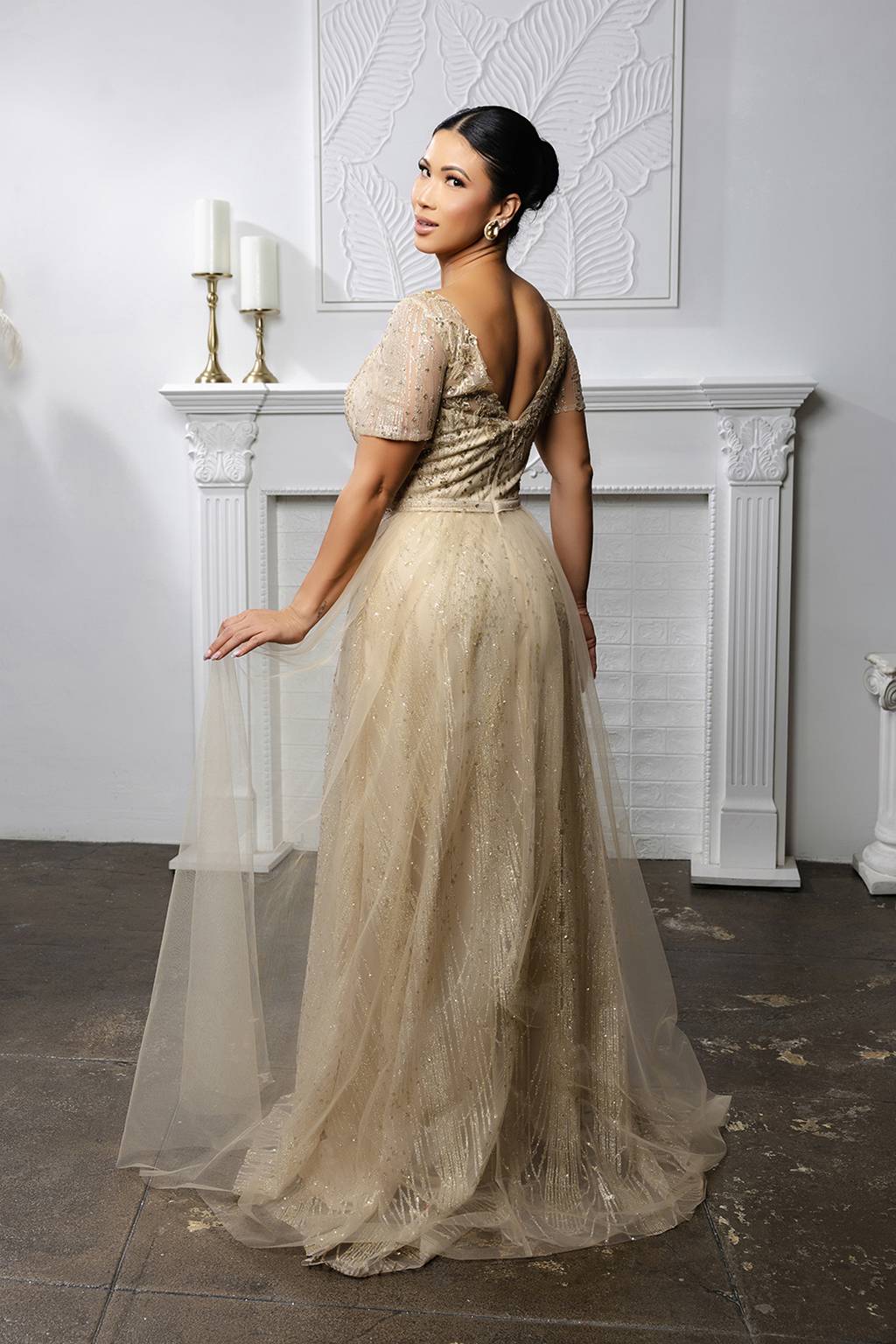 Scoop Floor-Length Tulle Formal A-Line May Queen MQ2185