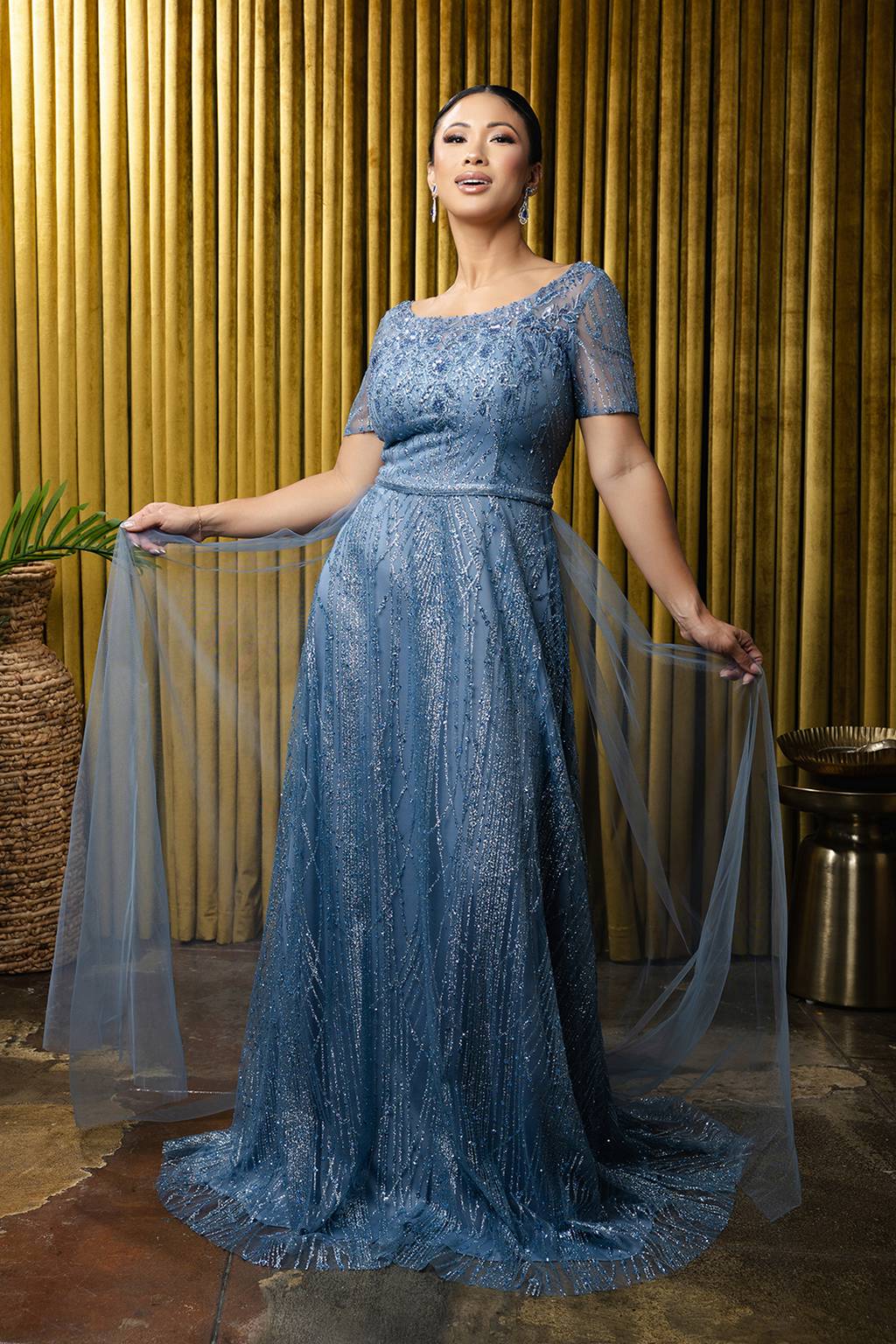 Scoop Floor-Length Tulle Formal A-Line May Queen MQ2185