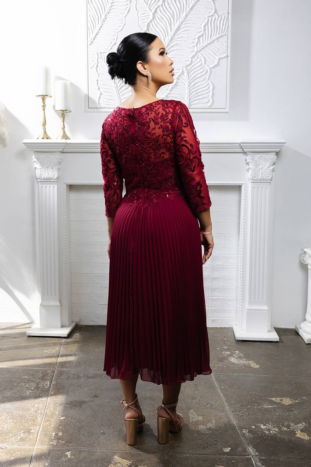 Jewel Midi Lace Mother of the Bride A-Line May Queen MQ2189