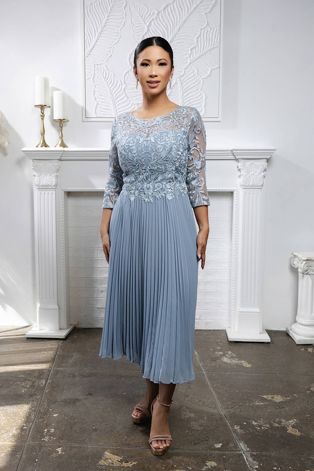 Jewel Midi Lace Mother of the Bride A-Line May Queen MQ2189