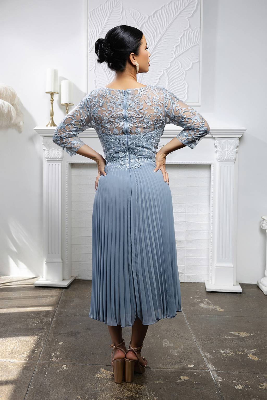 Jewel Midi Lace Mother of the Bride A-Line May Queen MQ2189