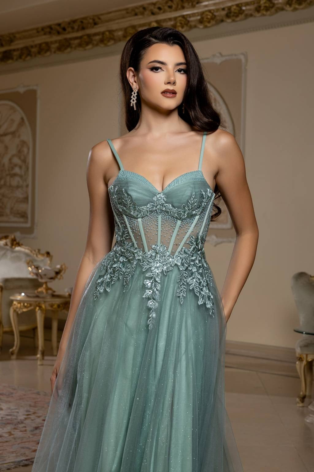 Sweetheart Floor-Length Tulle Prom A-Line May Queen 2209