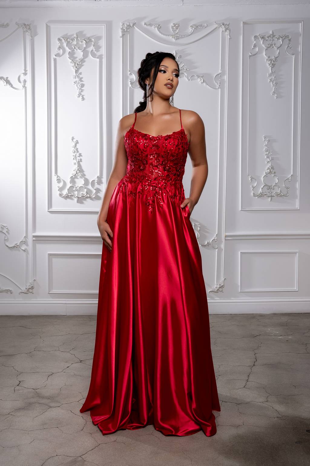Sweetheart Floor-Length Satin Prom A-Line May Queen MQ2217