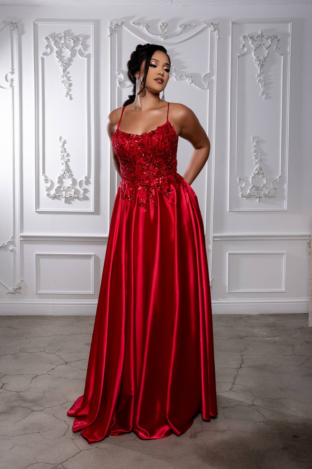 Sweetheart Floor-Length Satin Prom A-Line May Queen MQ2217