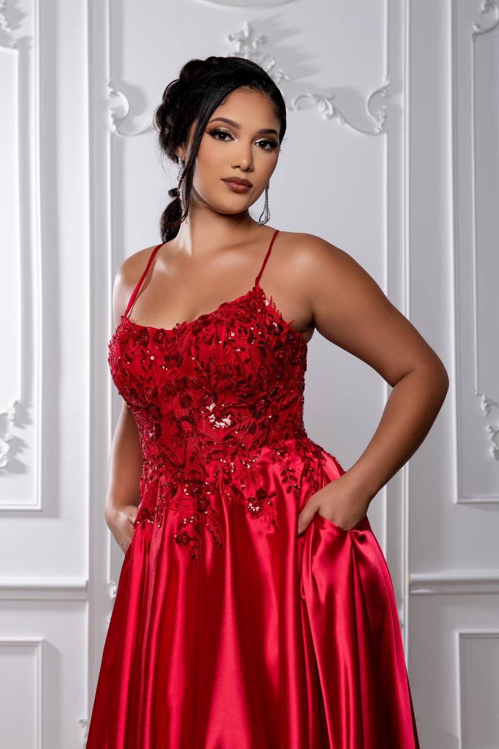 Sweetheart Floor-Length Satin Prom A-Line May Queen MQ2217