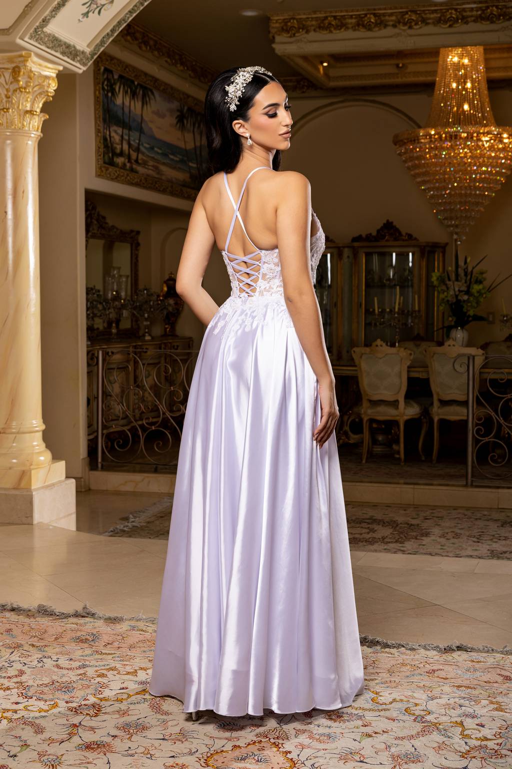 Sweetheart Floor-Length Satin Prom A-Line May Queen MQ2217