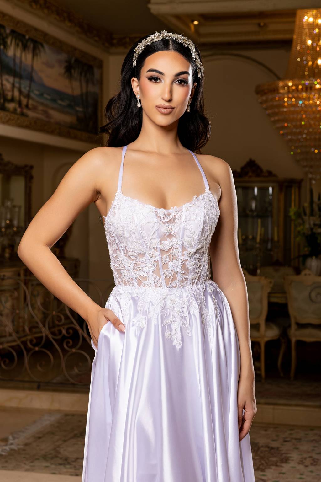 Sweetheart Floor-Length Satin Prom A-Line May Queen MQ2217