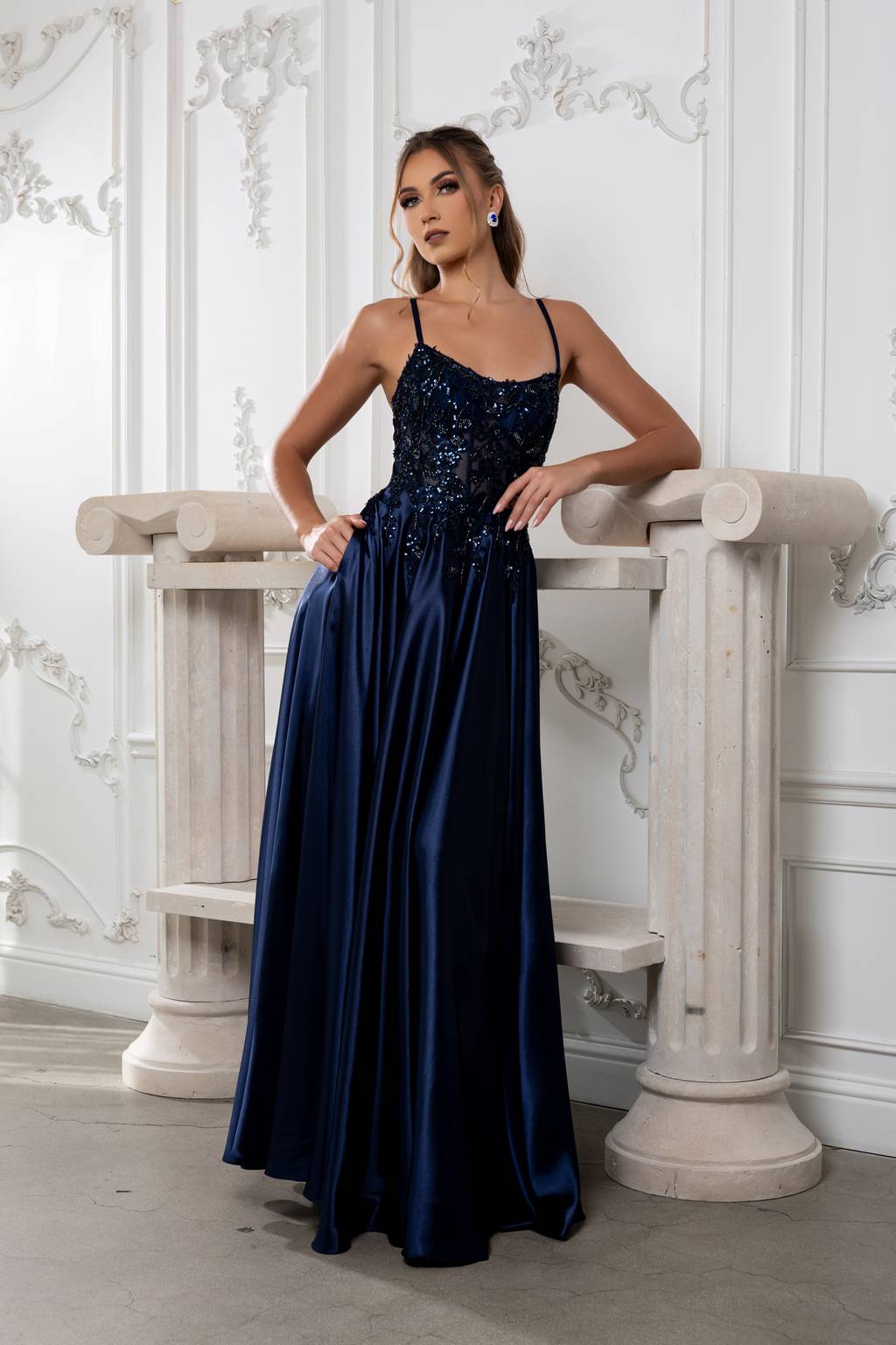 Sweetheart Floor-Length Satin Prom A-Line May Queen MQ2217