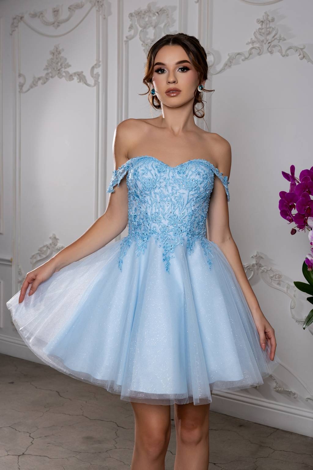 Off-the-Shoulder Mini/Short Tulle Cocktail A-Line May Queen MQ2224
