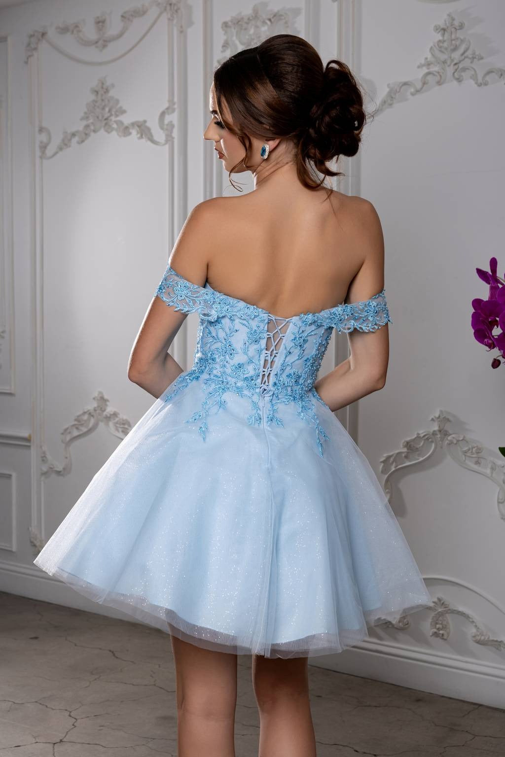 Off-the-Shoulder Mini/Short Tulle Cocktail A-Line May Queen MQ2224