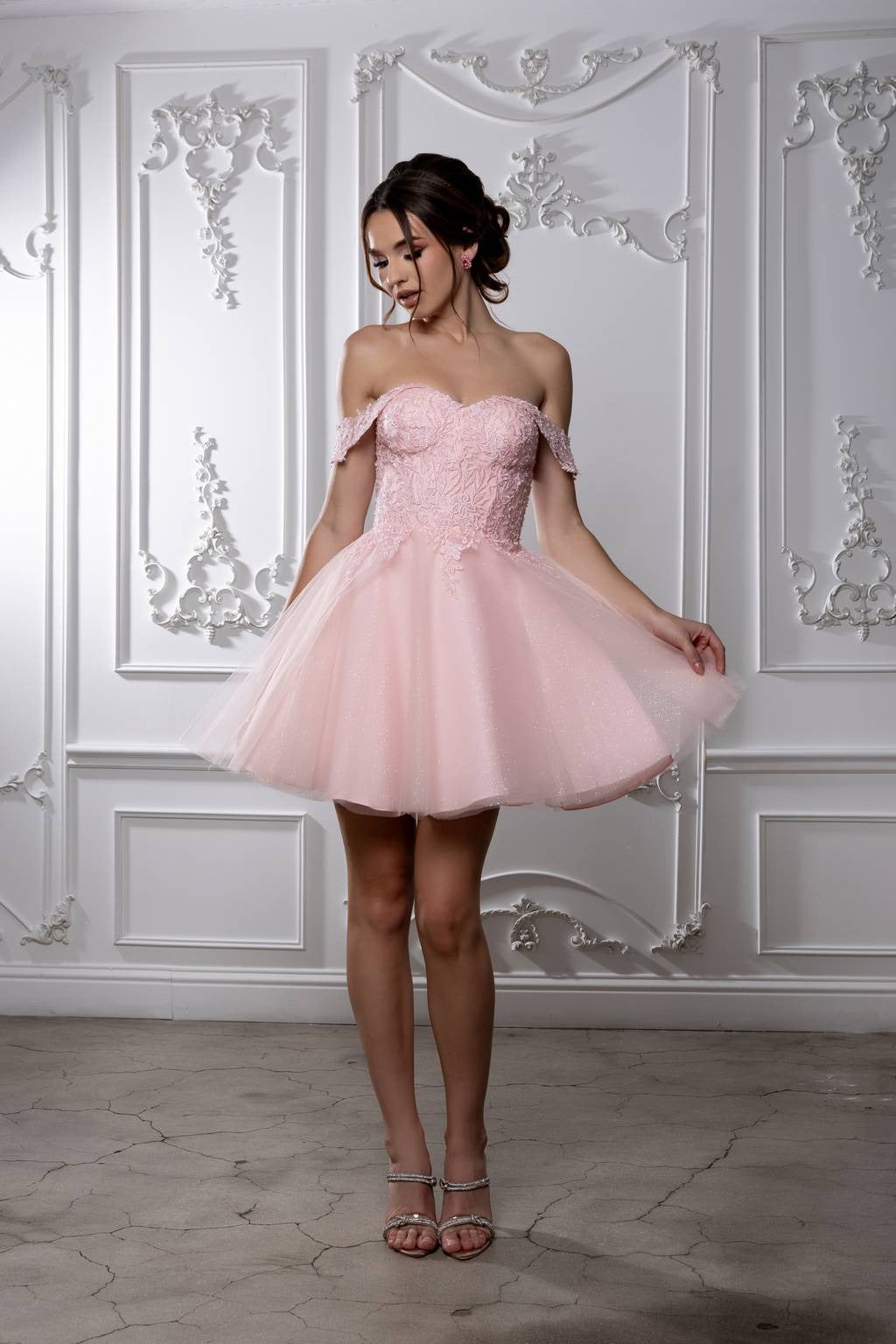 Off-the-Shoulder Mini/Short Tulle Cocktail A-Line May Queen MQ2224