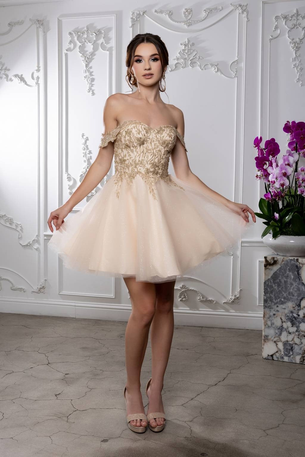 Off-the-Shoulder Mini/Short Tulle Cocktail A-Line May Queen MQ2224