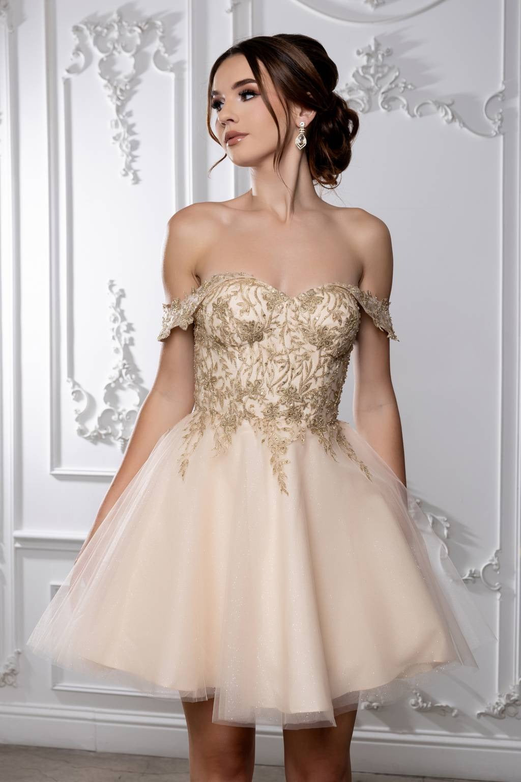 Off-the-Shoulder Mini/Short Tulle Cocktail A-Line May Queen MQ2224