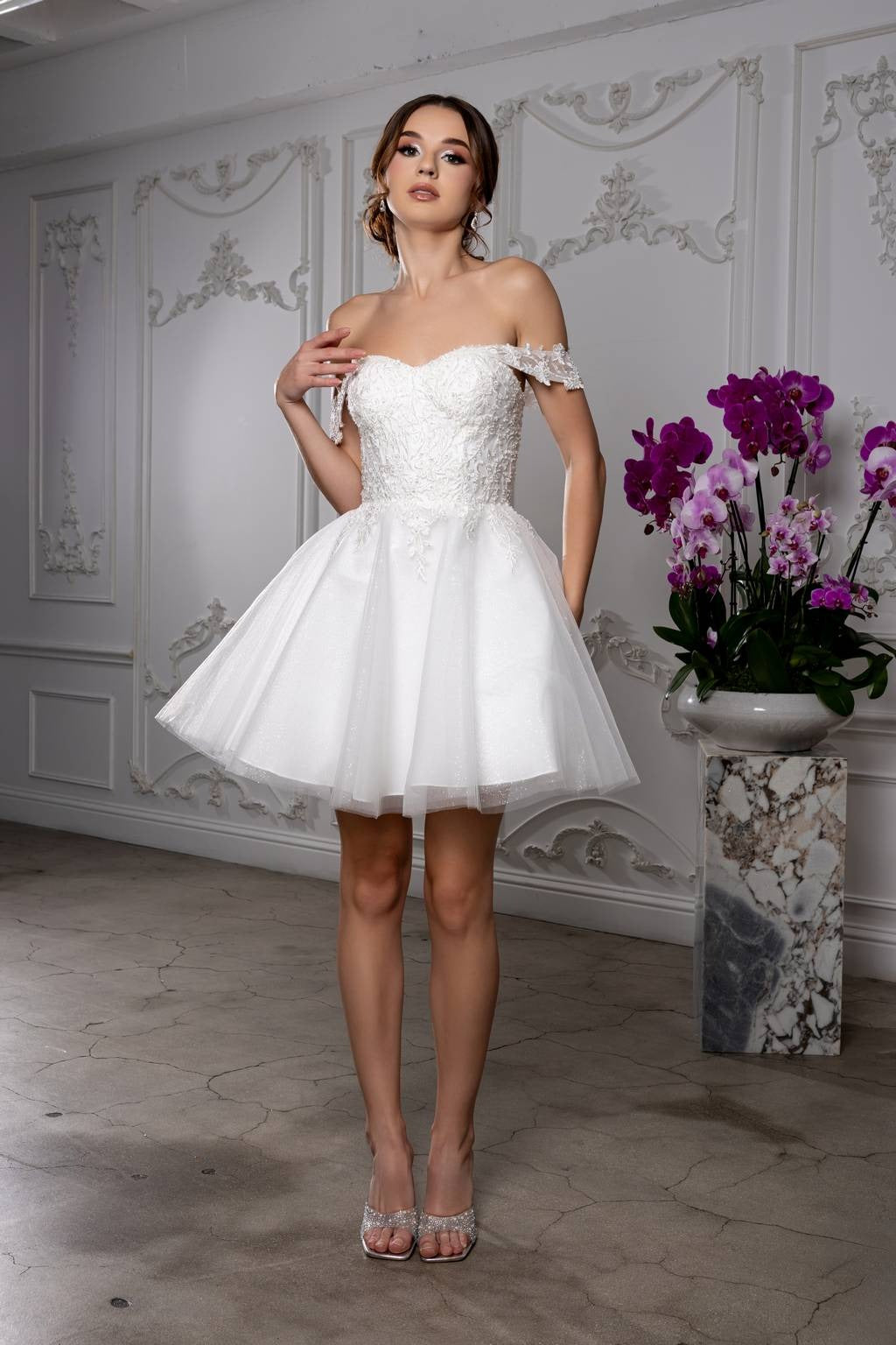 Off-the-Shoulder Tulle Mini Cocktail Dress May Queen MQ2224 – The