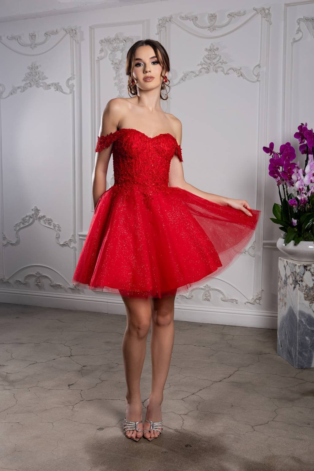 Off-the-Shoulder Mini/Short Tulle Cocktail A-Line May Queen MQ2224