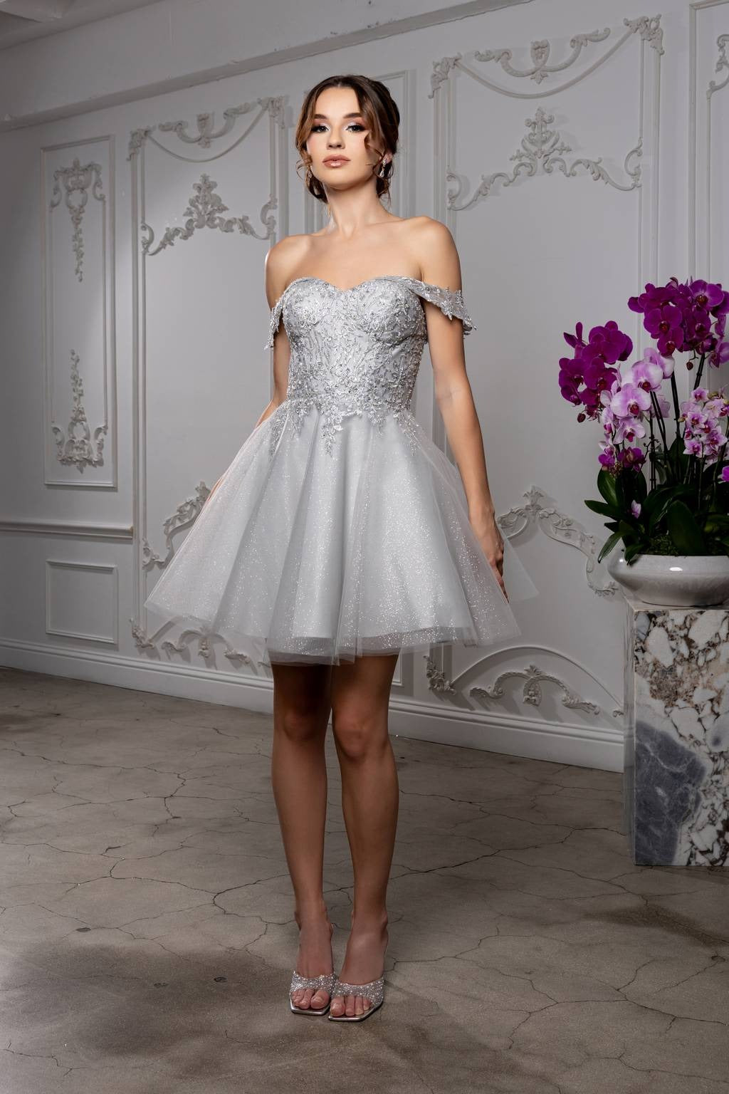 Off-the-Shoulder Mini Short Tulle Cocktail A-Line May Queen MQ2224