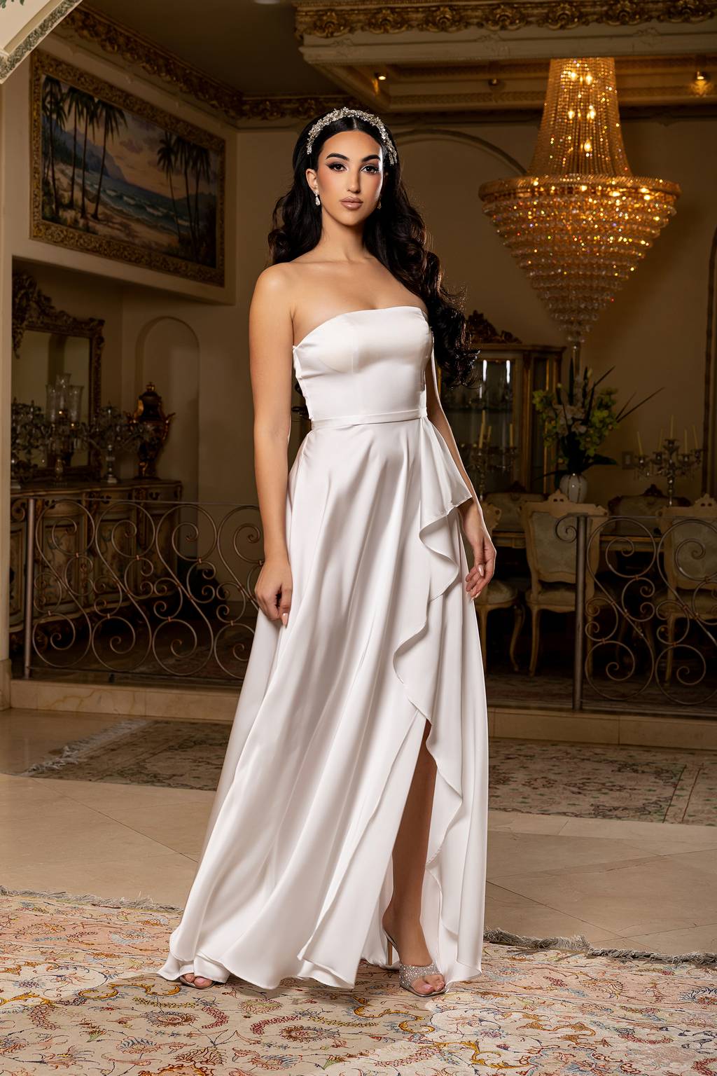 Square Floor-Length Satin Prom A-Line May Queen 2242