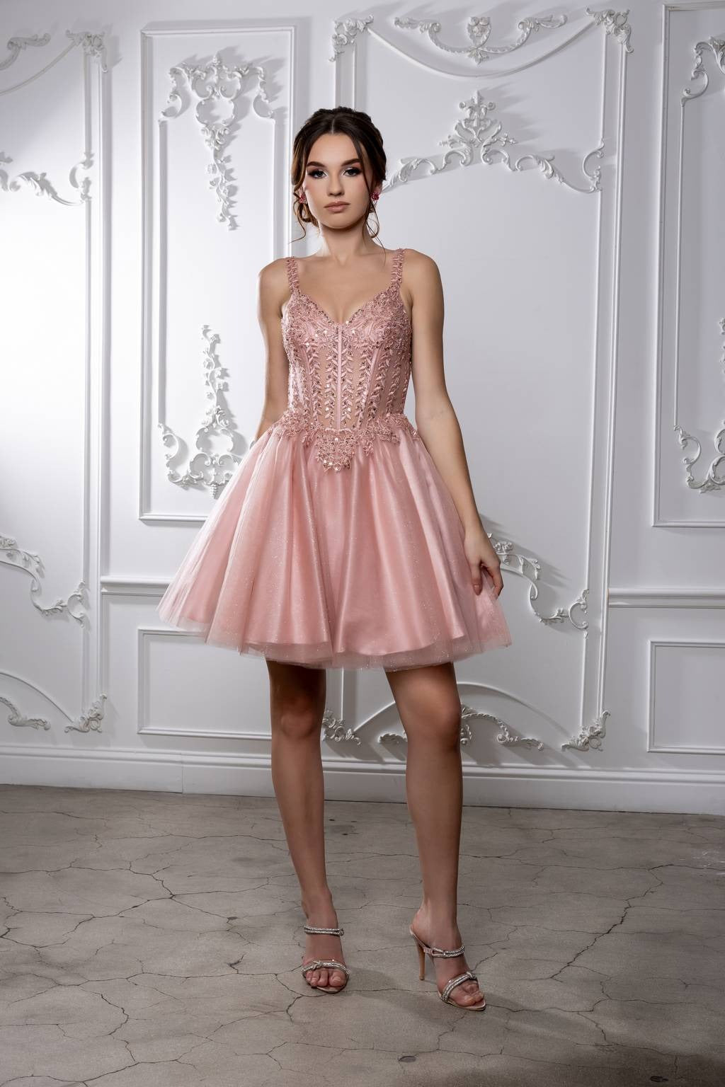 V-Neck Mini Short Tulle Cocktail A-Line May Queen MQ2231