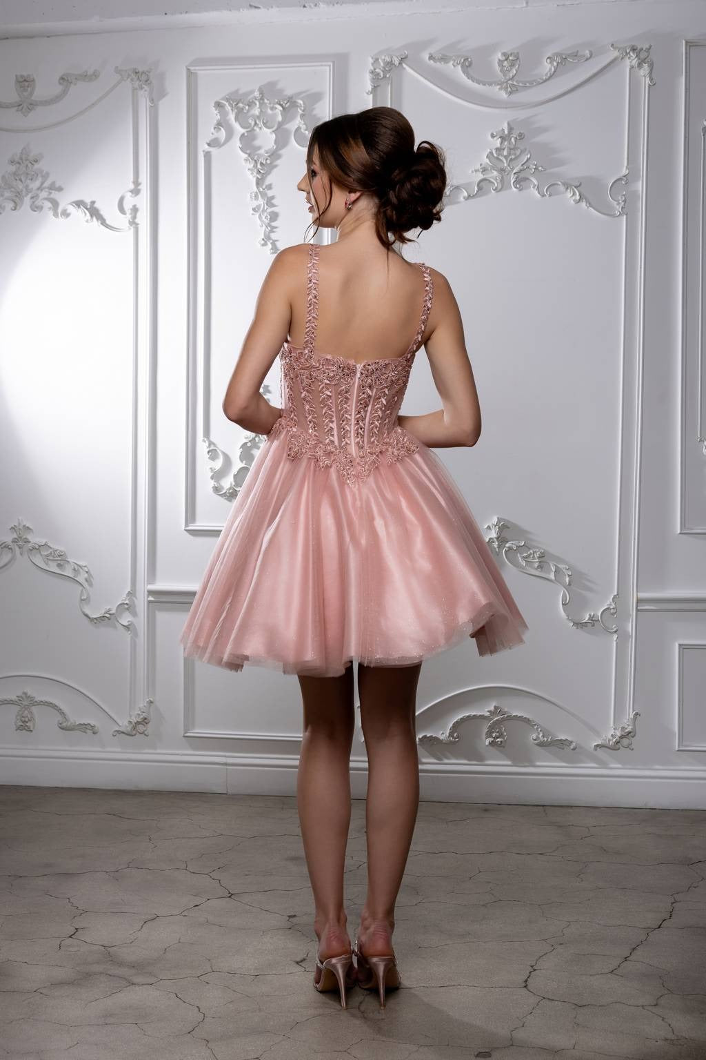 V-Neck Mini Short Tulle Cocktail A-Line May Queen MQ2231