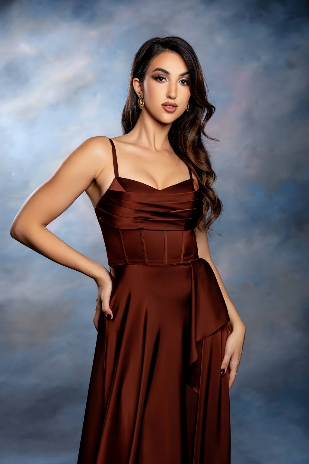 Square Floor-Length Satin Prom A-Line May Queen 2242