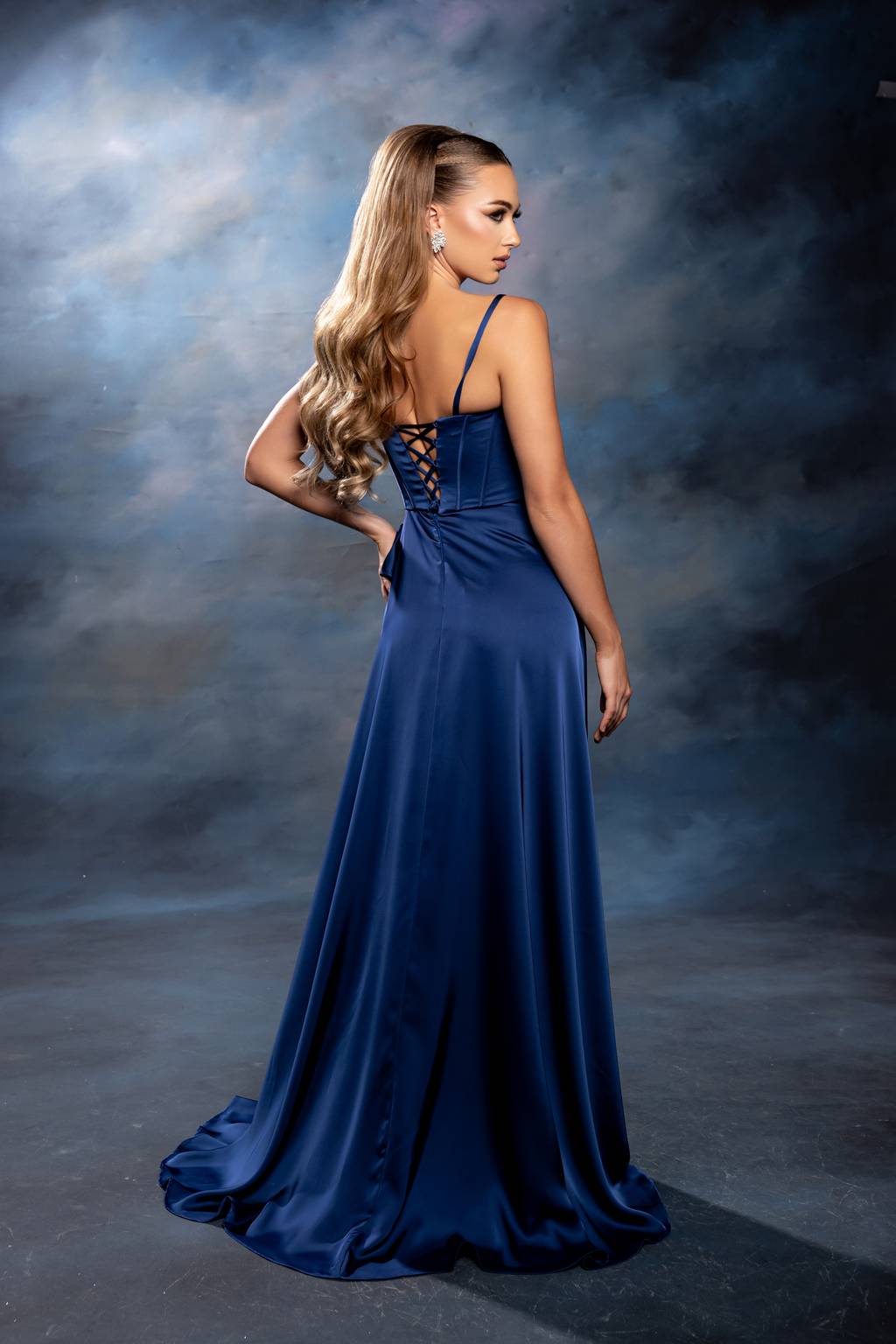 Square Floor-Length Satin Prom A-Line May Queen 2242