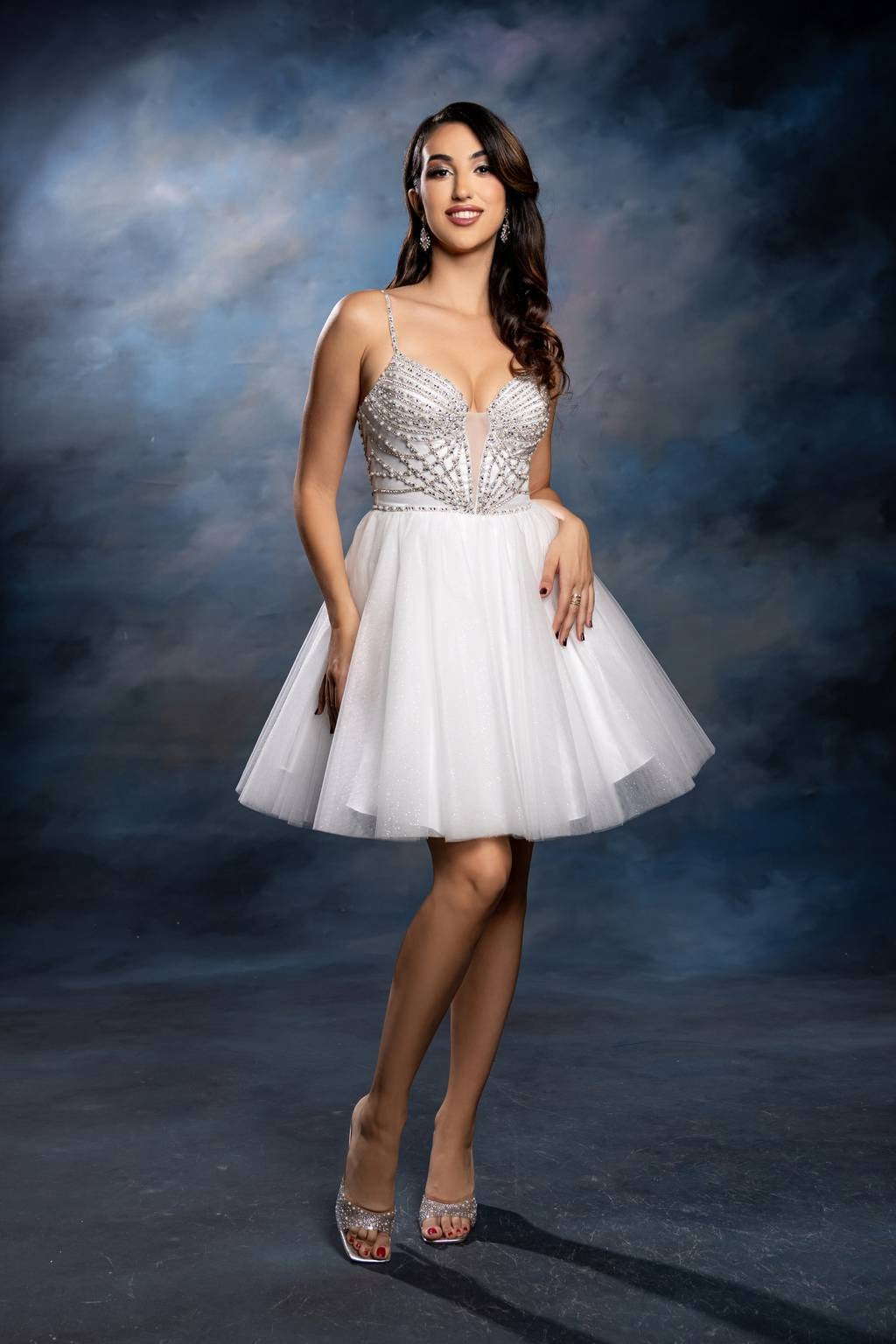 V-Neck Mini Short Tulle Cocktail A-Line May Queen MQ2243