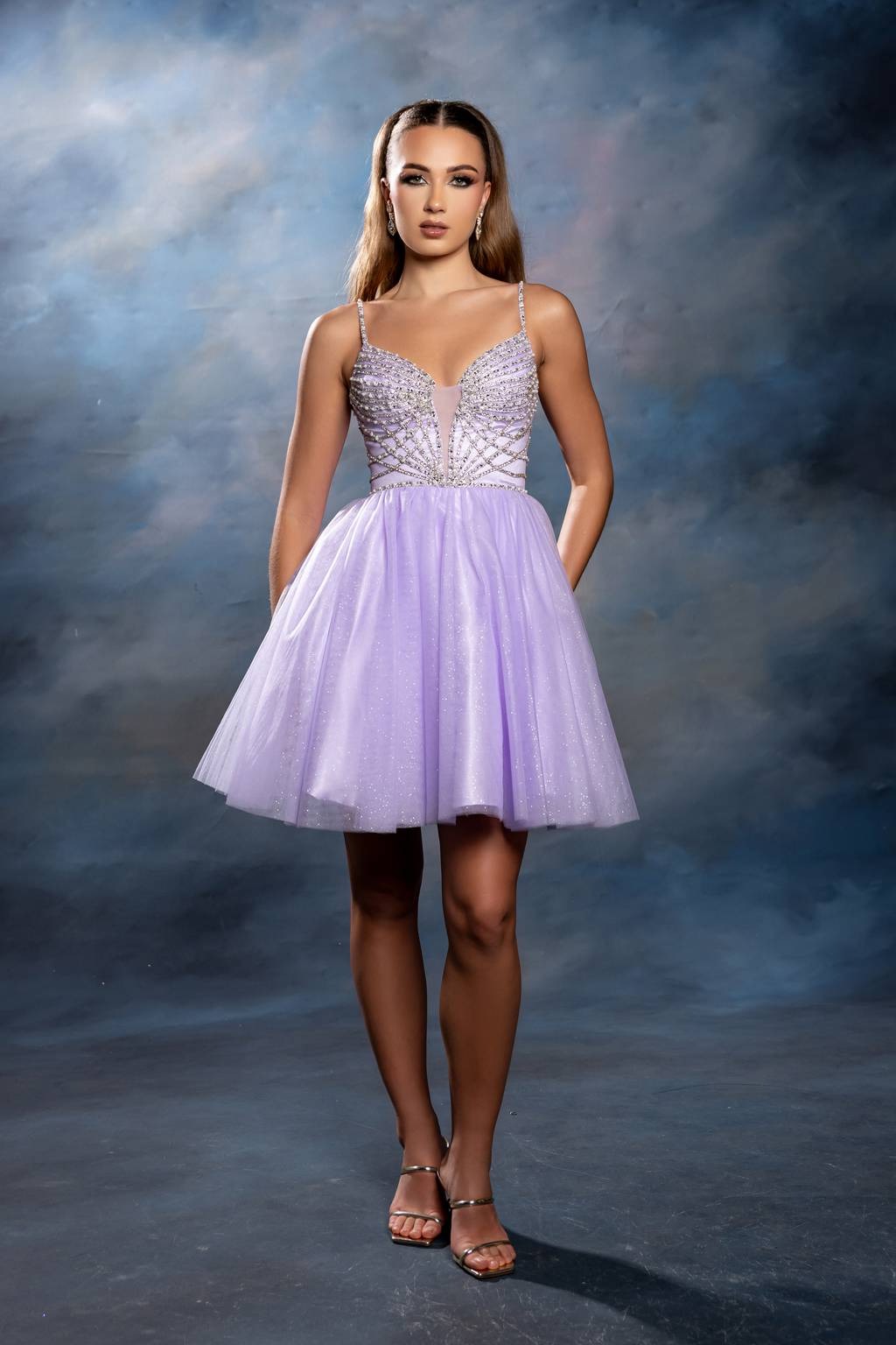 V-Neck Mini Short Tulle Cocktail A-Line May Queen MQ2243