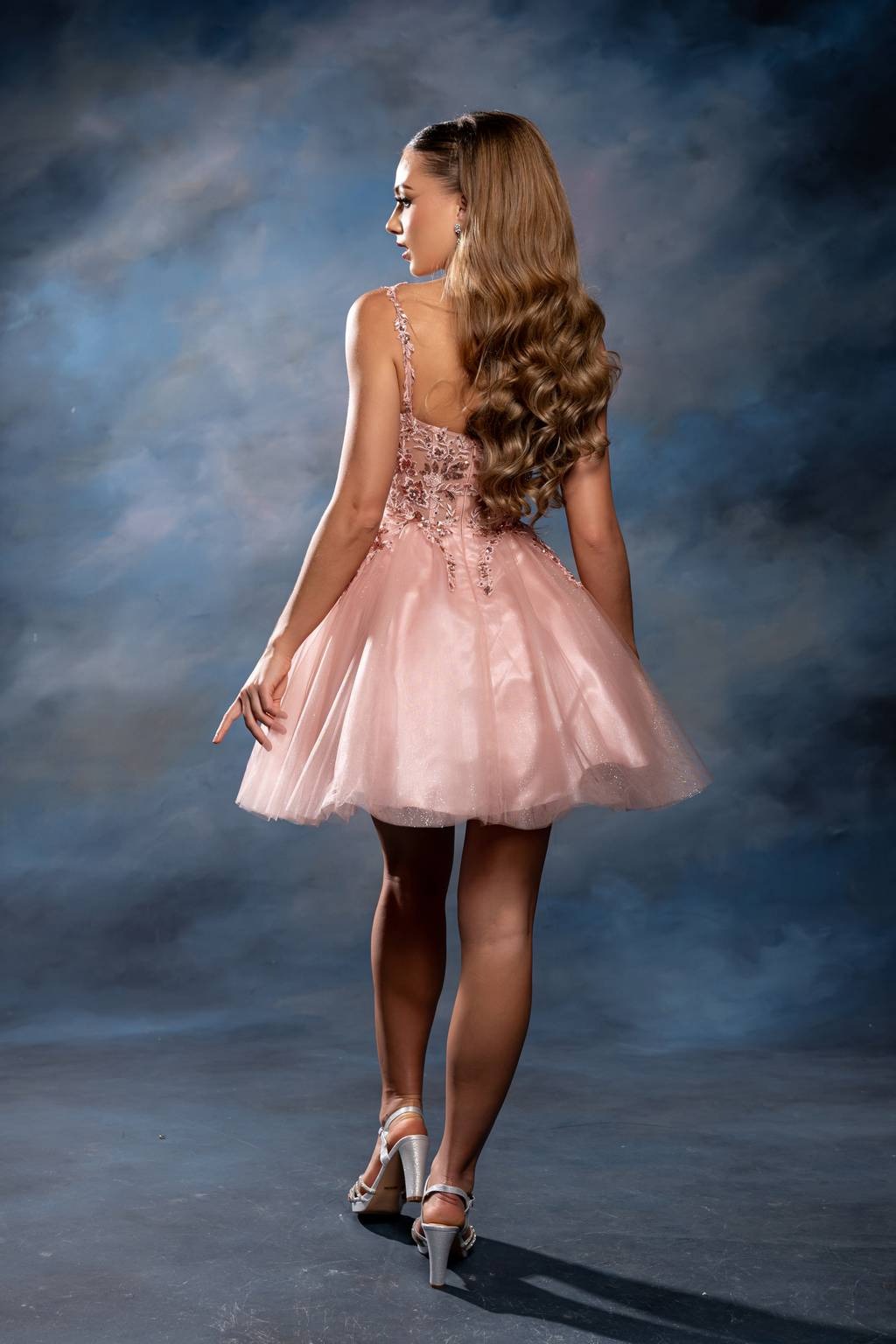 Illusion Mini Short Tulle Cocktail A-Line May Queen MQ2246 - Silver / 4 Illusion Mini Short Tulle Cocktail A-Line May Queen MQ2246 - Silver / 4